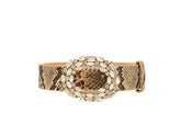 Oval Gemstone Snake Belt - Beige